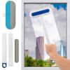2 in 1 Window Screen Cleaner Brush with Handle and Built-in Brush. Blue-White Reusable Window Screen Brush for Wet and Dry Cleaning. Double Sided Wind