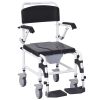 HOMCOM Commode Wheelchair, Rolling Shower Wheelchair with Wheels, Rectangle Detachable Bucket & Waterproof Design, 300 lbs
