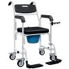HOMCOM Rolling Shower Wheelchair for Seniors, Bedside Commode Chair with Locking Wheels, Seat, Backrest, Arms, Black