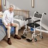HOMCOM Rolling Shower Wheelchair for Seniors, Bedside Commode Chair with Locking Wheels, Seat, Backrest, Arms, Black