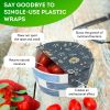 Reusable Wrap S, M, L. Pack of 3 Food Wraps with Flower Print. Washable Reusable Food Wrap for Sandwiches