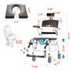 VEVOR Shower Wheelchair 17.5in Al Alloy Bathroom Wheelchair for Disabled Adult