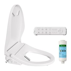 Smart Bidet Toilet Seat with Side Knob Adjustable Heated Seat with Water Temperature and Pressure Adjustment Portable Bidet with Automatic Nozzle Clea (Color: as Pic)