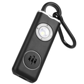 Rechargeable Personal Safety Alarm Portable 130dB Self-defense Siren with Strobe Light LED Light Carabiner Emergency Escape Tool for Women Kids Elderl (Color: Black, size: One size)
